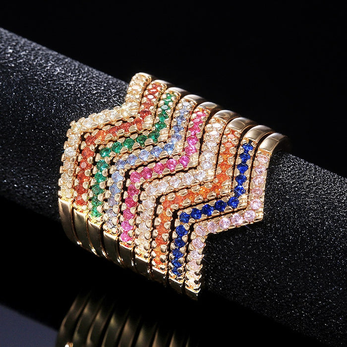 Delicate Micro Pave Geometric Index Finger Ring For Women, Versatile Birthday Gift Jewelry