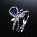 Elegant Women's Blue Sapphire Ring Copper Plated Zircon Proposal Ring view 4