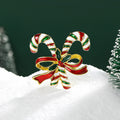 Alloy Enamel Colorful Bow Cane Brooch For Christmas Gifts view 3