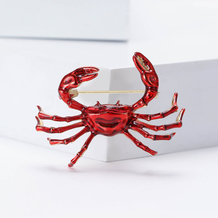 Alloy Enamel Crab Brooch For Women's Suit And Shirt