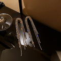 Alloy Silver Needle Full Rhinestone Geometric Tassel Long Drop Earrings For Women view 3