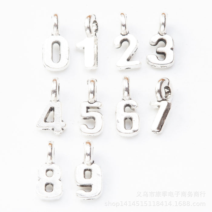 Antique Silver Zinc Alloy Number 0-9 Charm Pendant for DIY Necklace Bracelet Jewelry Making