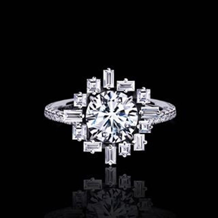 Personalized Geometric Zircon Wedding Ring For Women, European American Fashion Jewelry