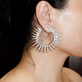 Vintage Exaggerated Alloy Rhinestone Large Earrings For Women, European American Statement Jewelry view 1
