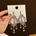 Alloy Hollow Teardrop Drop Earrings For Women, Irregular Long Tassel Statement Style view 3