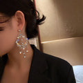 Alloy Hollow Teardrop Drop Earrings For Women, Irregular Long Tassel Statement Style view 2