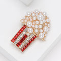 Alloy Rhinestone Pearl Popcorn Brooch Pin For Suit Lapels view 3