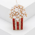 Alloy Rhinestone Pearl Popcorn Brooch Pin For Suit Lapels view 1
