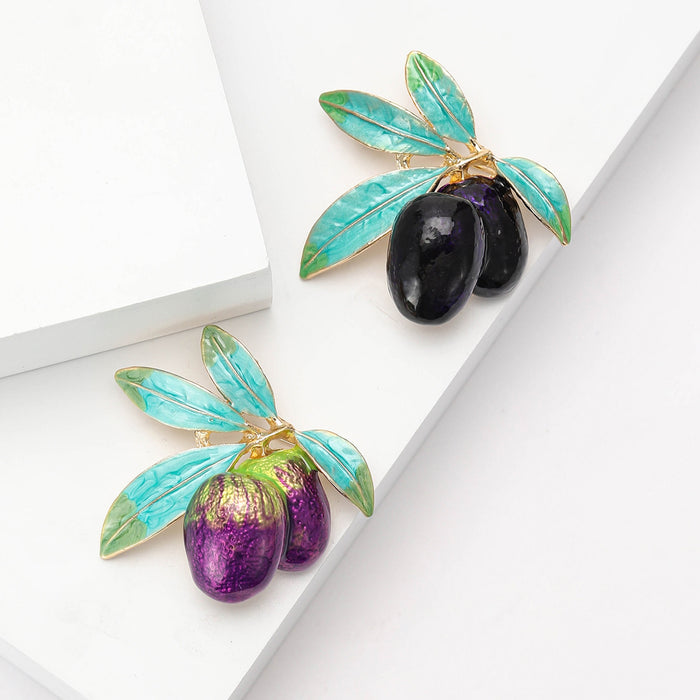 Alloy Enamel Olive Brooch Pin For Suits Cardigans And Apparel
