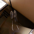 Alloy Geometric Rhinestone Long Tassel Drop Earrings With Silver Pins European American Style view 3