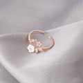Korean Shell Flower Zircon Leaf Open Ring, Simple Fashion Adjustable Index Finger Ring For Women view 2