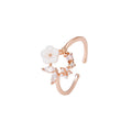 Korean Shell Flower Zircon Leaf Open Ring, Simple Fashion Adjustable Index Finger Ring For Women view 5