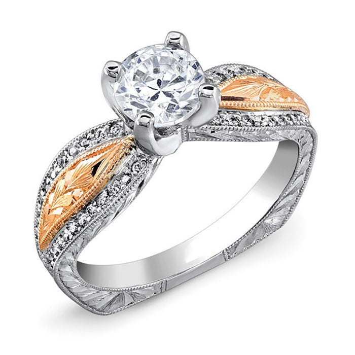 Fashion OL Women's Two Tone Engagement Ring Copper White Gold Plated Micro Pave Jewelry