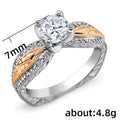 Fashion OL Women's Two Tone Engagement Ring Copper White Gold Plated Micro Pave Jewelry view 5