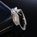 Fashion OL Women's Two Tone Engagement Ring Copper White Gold Plated Micro Pave Jewelry view 3