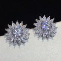 Sparkling Sunflower Zircon Oversized Stud Earrings, Creative Versatile Fashion Ear Jewelry view 1