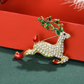 Alloy Rhinestone Enamel Reindeer Brooch Pin For Christmas Lapel Decor view 2