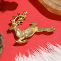 Alloy Rhinestone Enamel Reindeer Brooch Pin For Christmas Lapel Decor view 3