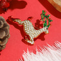 Alloy Rhinestone Enamel Reindeer Brooch Pin For Christmas Lapel Decor view 4