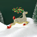 Alloy Rhinestone Enamel Reindeer Brooch Pin For Christmas Lapel Decor view 1