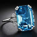 Creative Large Rectangle Cubic Zirconia Women's Ring European American Wedding Ring Jewelry view 2