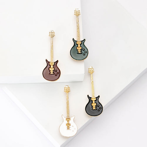 Alloy Enamel Guitar Brooch Pin For Fashion Clothing Accessories