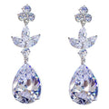 Elegant Women's Teardrop Large Cubic Zirconia Drop Stud Earrings, Silver Plated view 4