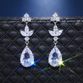 Elegant Women's Teardrop Large Cubic Zirconia Drop Stud Earrings, Silver Plated view 3