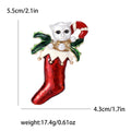 Alloy Enamel Christmas Cat Stocking Brooch Pin For Festive Apparel view 5