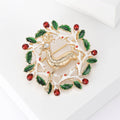 Alloy Enamel Christmas Reindeer Wreath Brooch For Holiday Apparel view 3