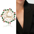 Alloy Enamel Christmas Reindeer Wreath Brooch For Holiday Apparel view 2