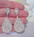 New Pear Shape Long Teardrop Rhinestone Women's Stud Earrings, Elegant Fashion Jewelry view 3