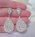 New Pear Shape Long Teardrop Rhinestone Women's Stud Earrings, Elegant Fashion Jewelry view 2