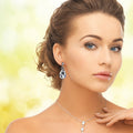 Elegant White Teardrop Cubic Zirconia Copper Women's Stud Earrings, European Style view 3