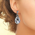 Elegant White Teardrop Cubic Zirconia Copper Women's Stud Earrings, European Style view 4