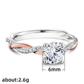 Fashion OL Two Tone Women's Engagement Ring With Prong Set Round Cubic Zirconia Jewelry view 5
