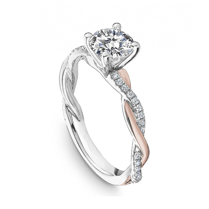 Fashion OL Two Tone Women's Engagement Ring With Prong Set Round Cubic Zirconia Jewelry