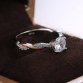 Fashion OL Two Tone Women's Engagement Ring With Prong Set Round Cubic Zirconia Jewelry view 3