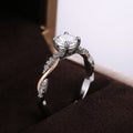 Fashion OL Two Tone Women's Engagement Ring With Prong Set Round Cubic Zirconia Jewelry view 2