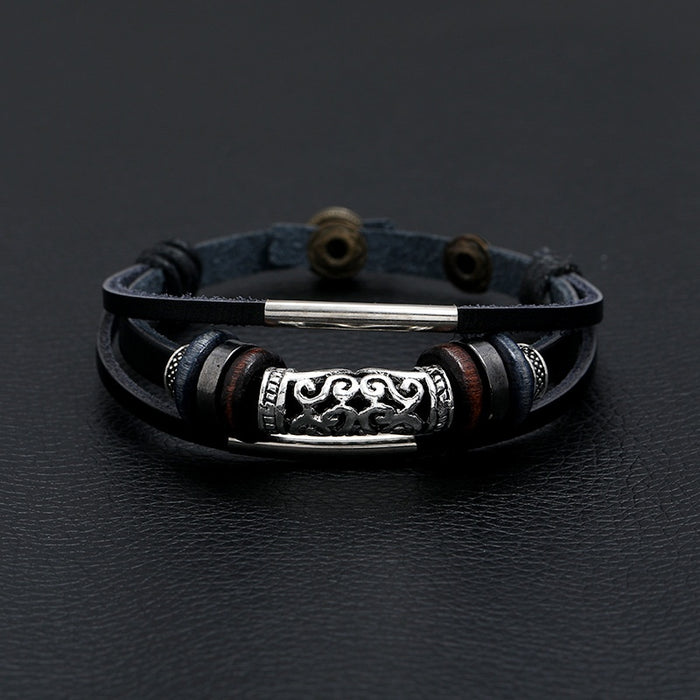 Men's Braided Leather Bracelet, Korean Style Simple Vintage Trendy Student Wristband Jewelry