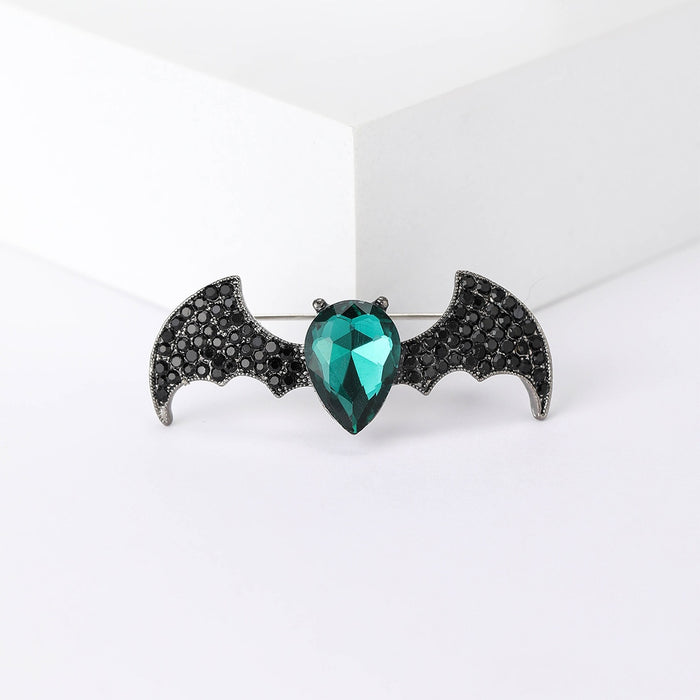 Rhinestone Alloy Bat Brooch Lapel Pin For Men's Suits
