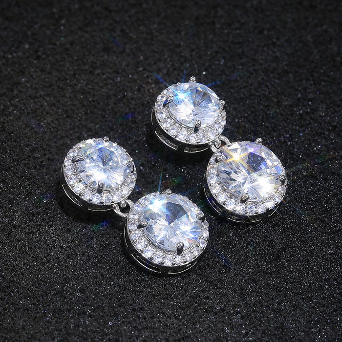 Luxury Round Wheel Shape Full Rhinestone Cubic Zirconia Women Earrings Fashion Jewelry