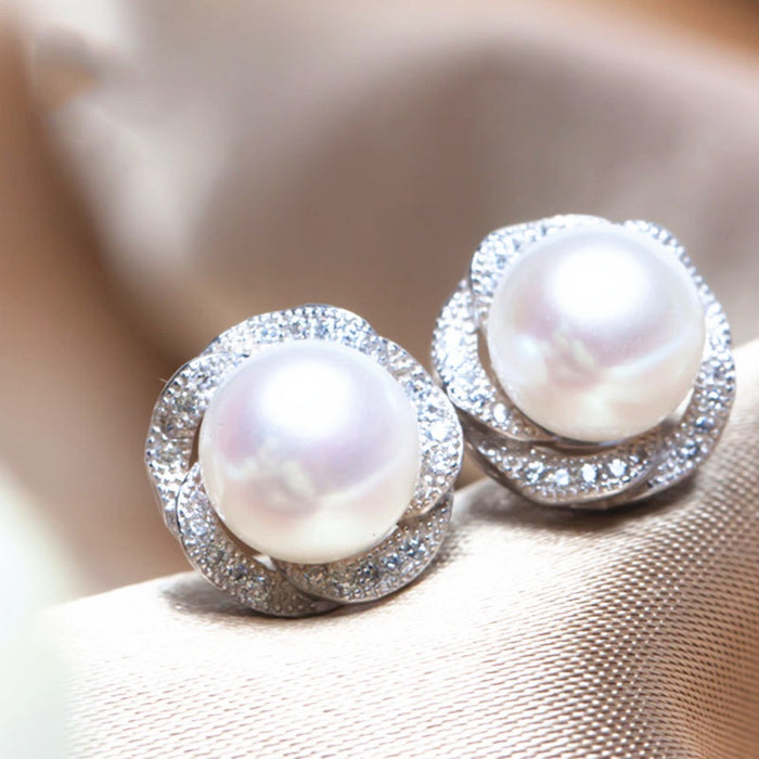 Elegant Luxury Pearl Stud Earrings For Women, Fashion Minimalist Double Ear Jewelry