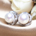Elegant Luxury Pearl Stud Earrings For Women, Fashion Minimalist Double Ear Jewelry view 2