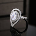 Pear Teardrop Zircon Inlaid Women's Ring, Sparkling Engagement Jewelry view 2