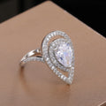 Pear Teardrop Zircon Inlaid Women's Ring, Sparkling Engagement Jewelry view 4