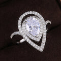 Pear Teardrop Zircon Inlaid Women's Ring, Sparkling Engagement Jewelry view 1