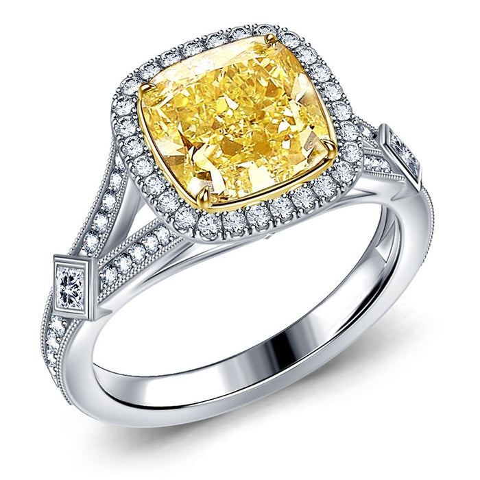 European American Shiny Zircon Inlaid Women's Ring, Elegant Fashion Jewelry
