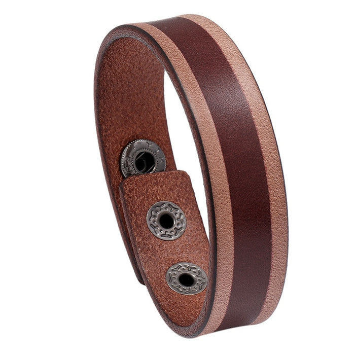 Vintage Distressed Cowhide Leather Bracelet, Simple European American Plain Wristband