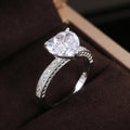 Heart Shaped Zircon Ring For Women, Copper White Silver Plated Fashion Jewelry view 2